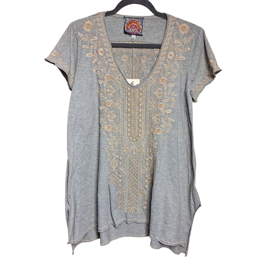Johnny Was Kemi Knit Drape Top NEW oversized embroidered tunic boho lagenlook
